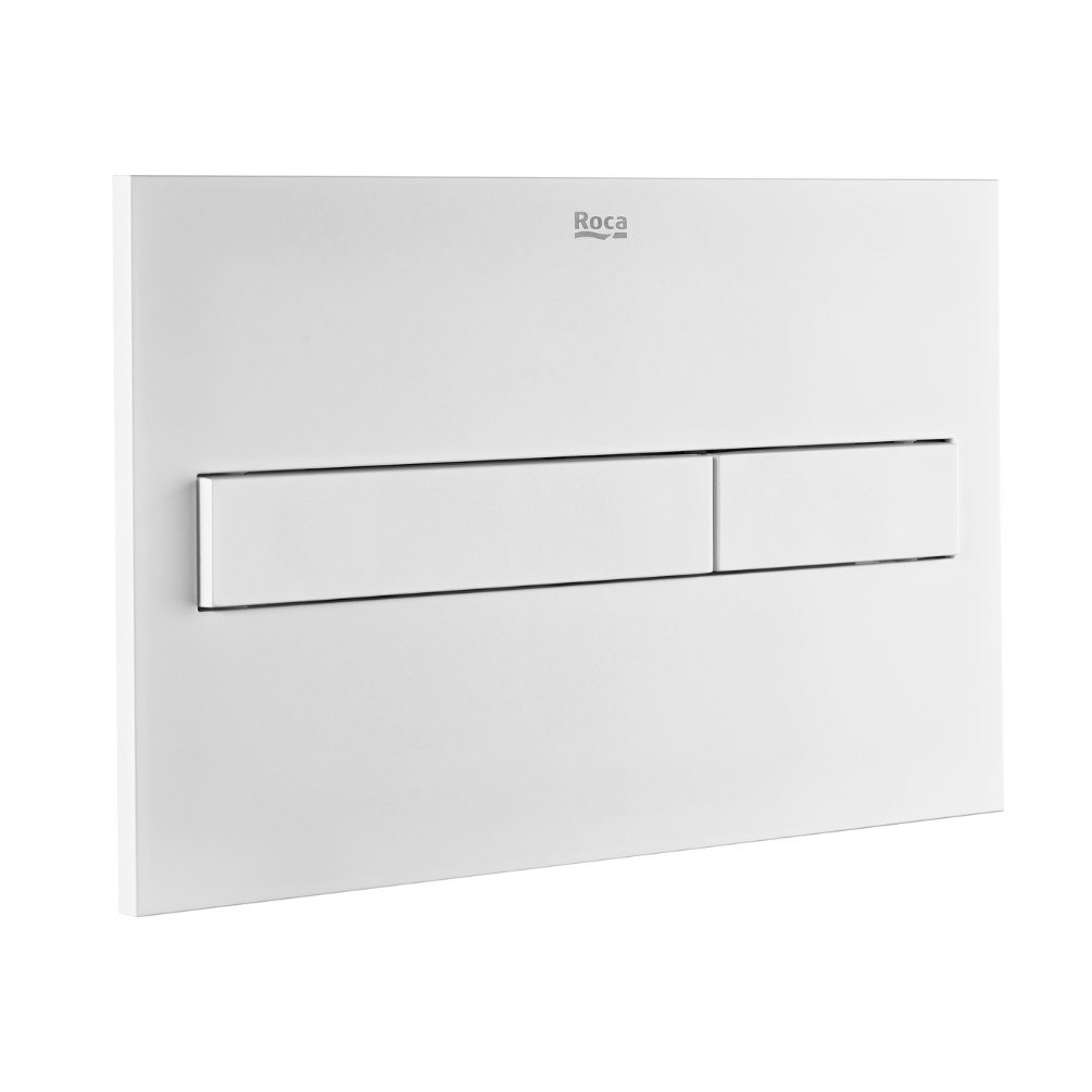 Product cut out image of the Roca Duplo One PL7 Matt White Dual Flush Plate